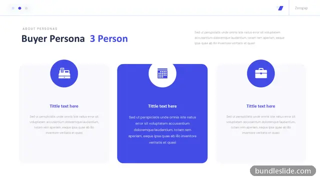 Buyer Persona PPT template with 3 items in blue, buyer persona, three columns - editable PowerPoint slide