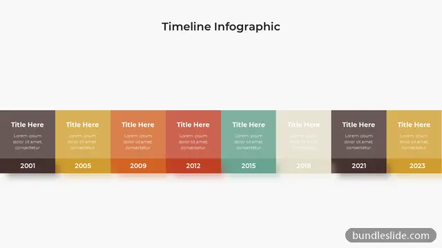 8 Step Timeline PPT template with 8 items in brown, timeline, years - editable PowerPoint slide
