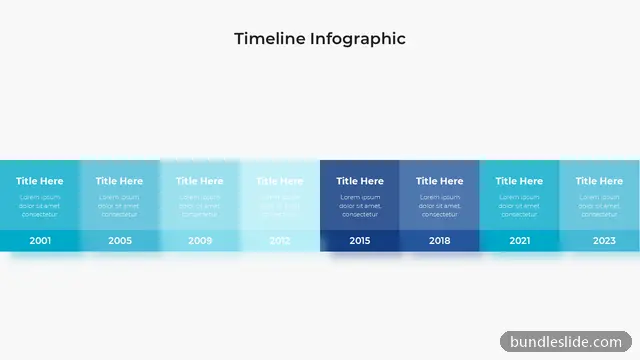 8 Step Timeline PPT template with 8 items in blue, timeline, milestones - editable PowerPoint slide