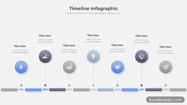 7 Step Roadmap PPT template with 7 items in blue, timeline, milestones - editable PowerPoint slide