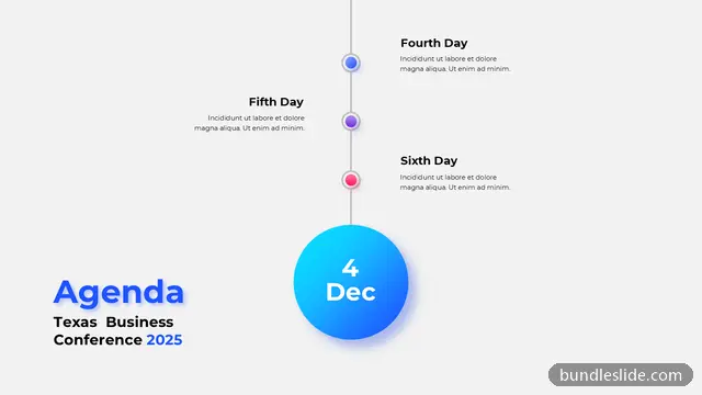 3 Step Timeline PPT template with 3 items in blue, agenda, vertical timeline - editable PowerPoint slide