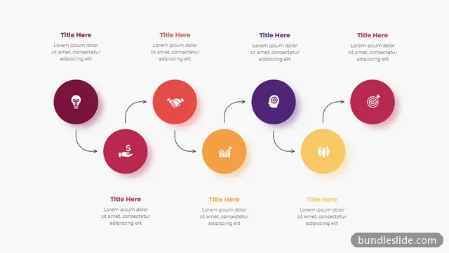 8 Step Timeline PPT template with 8 items in maroon, 8 steps, zigzag layout - editable PowerPoint slide