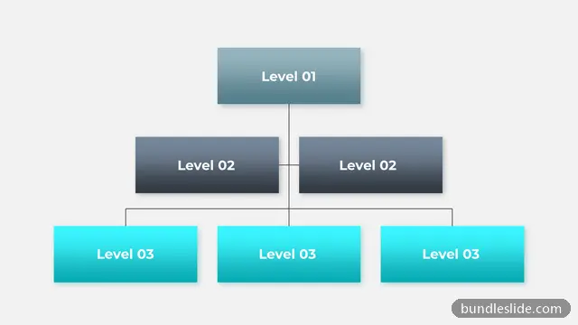 6 Level Pyramid PPT template with 6 items in gray, organizational hierarchy, org chart - editable PowerPoint slide