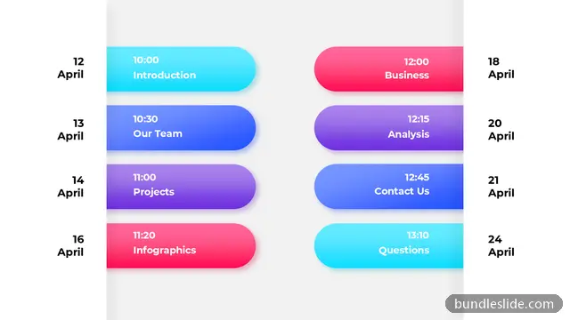 8 Step Timeline PPT template with 8 items in cyan, agenda, schedule - editable PowerPoint slide