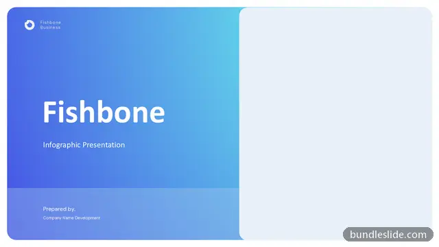 Fishbone Diagram PPT template in blue, title slide, cover page - editable PowerPoint slide