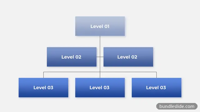 6 Level Pyramid PPT template with 6 items in blue, organizational chart, hierarchy - editable PowerPoint slide