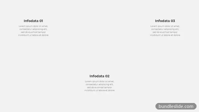 3 Step Roadmap PPT template with 3 items in gray, infodata, three points - editable PowerPoint slide