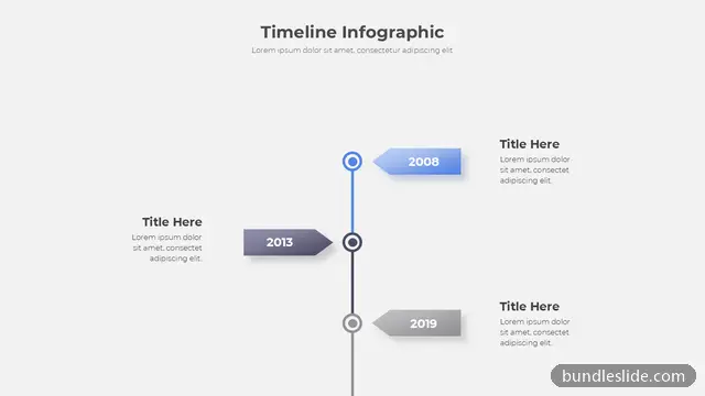 3 Step Roadmap PPT template with 3 items in blue, timeline, vertical timeline - editable PowerPoint slide