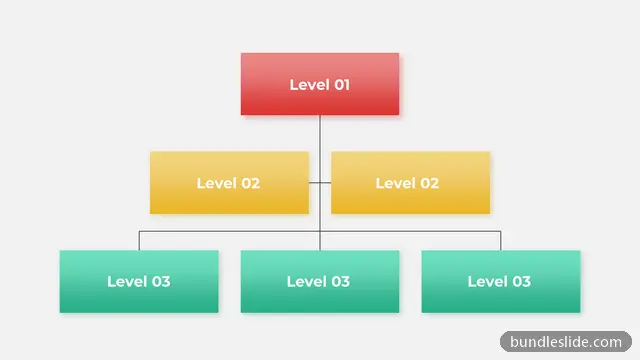 6 Level Pyramid PPT template with 6 items in red, hierarchy, organizational structure - editable PowerPoint slide